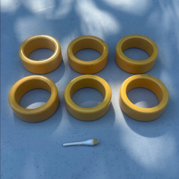 Vintage Other - Vintage MCM Bakelite Yellow Napkin Ring Holders Set of 6, Retro Homeware